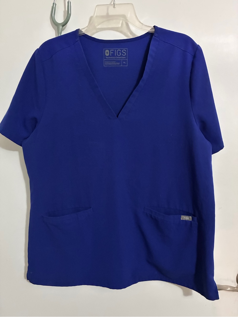 Figs Women's V-Neck Short Sleeve Top in Royal Blue